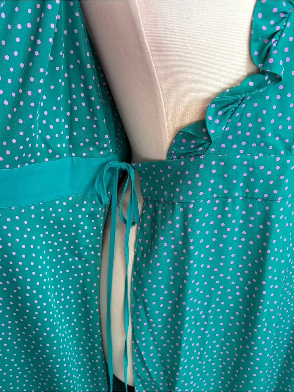 KATE SPADE NY NWOT Poolside Dot Ruffle Wrap Dress,‎ Size 8. ($398)